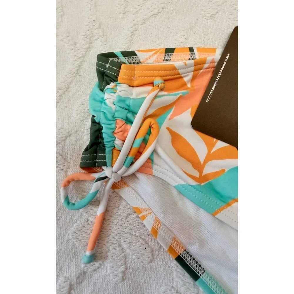 NWT Sunseeker Australia US 8 Microfibre Tropical Bikini Bottom Ruched Side Beach